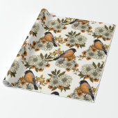 Papier Cadeau Bullfinch on autumn floral 2 (Déroulé)