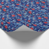 Papier Cadeau Bullfinies, oiseaux rouges, arbres de la forêt ble (Coin)