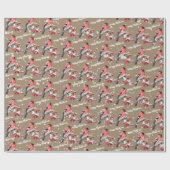 Papier Cadeau Bullfiny Bird Snowy Red Berries Joyeux Noël (Plat)