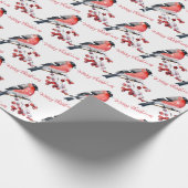 Papier Cadeau Bullfiny Bird Snowy Red Berries Joyeux Noël (Coin)
