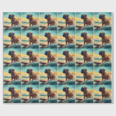 Papier Cadeau Bullmastiff Beach Surfing Peinture (Plat)