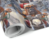 Papier Cadeau Bullmastiff Chien équitation Moto Noël (Coin rond)