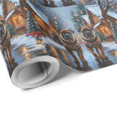 Papier Cadeau Bullmastiff Dogs Christmas Snow Holiday  (Coin rond)