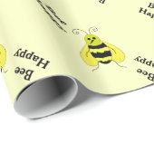 Papier Cadeau Bumble Bee, Abeille Heureuse (Coin rond)