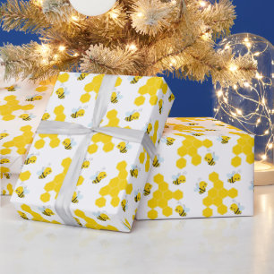 Papier Cadeau Bumble Bee et Honeycomb Motif