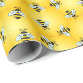 Papier Cadeau Bumble Bee et Honeycomb Motif (Coin rond)