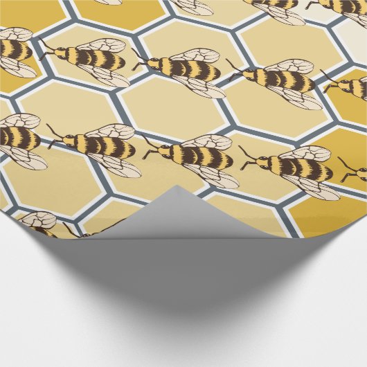 Papier Cadeau Bumble Bees Honeycomb (Coin)
