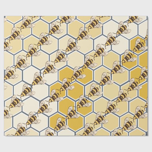 Papier Cadeau Bumble Bees Honeycomb (Plat)