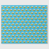 Papier Cadeau Bumblebebe sur bleu turquoise (Plat)