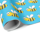 Papier Cadeau Bumblebebe sur bleu turquoise (Coin rond)