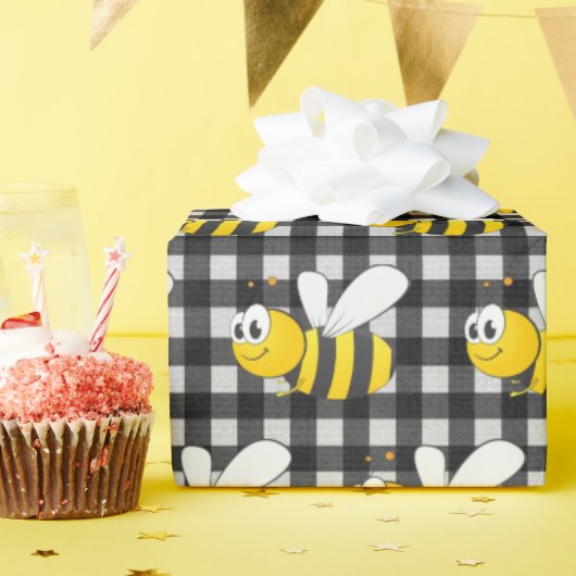 Papier Cadeau Bumblebee En vichy (Fête d'anniversaire)