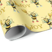 Papier Cadeau Bumblebees avec enveloppement motif du coeur (Coin rond)