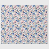 Papier Cadeau Bunch de fleurs rose et bleu classique (Plat)