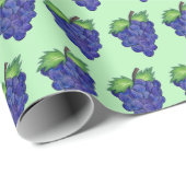 Papier Cadeau Bund de raisins vert pourpre vigne vignoble (Coin rond)