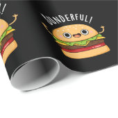 Papier Cadeau Bunderny Burger Bun Pun Pun Dark BG (Coin rond)