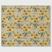 Papier Cadeau Bungalows de tournesol et Cursive (Plat)