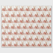 Papier Cadeau Bunnies D'Aquarelle De Noël Avec Cadeaux (Plat)