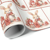 Papier Cadeau Bunnies D'Aquarelle De Noël Avec Cadeaux (Coin rond)