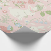 Papier Cadeau Bunnies de printemps rose Floral (Coin)