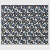 Papier Cadeau Bunnies en fleurs Motif de Pâques (Plat)