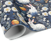 Papier Cadeau Bunnies en fleurs Motif de Pâques (Coin rond)