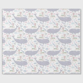 Papier Cadeau Bunnies et baleines sucrées avec botaniques (Plat)