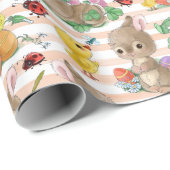 Papier Cadeau Bunnies Et Poussins De Pâques (Coin rond)