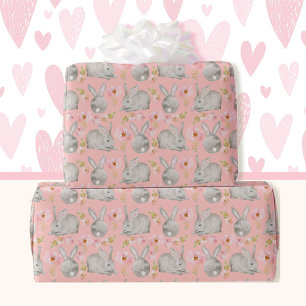 Papier Cadeau Bunnies Pâques Roses pour le printemps