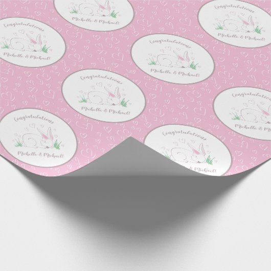 Papier Cadeau Bunny Baby shower Spring Rose Girl (Coin)