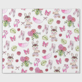 Papier Cadeau Bunny Ballerina dans l'Aquarelle (Plat)