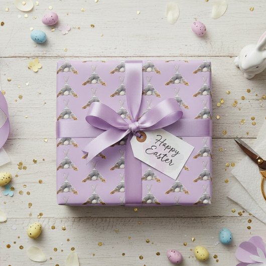 Papier Cadeau Bunny Butt Tail Drôle mignon Printemps de Pâques