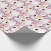 Papier Cadeau Bunny Cute Aquarelle baby shower rose (Coin)