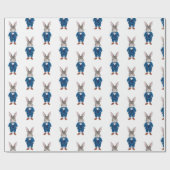 Papier Cadeau Bunny Dapper dans un Blue Bowtie et une fête de co (Plat)