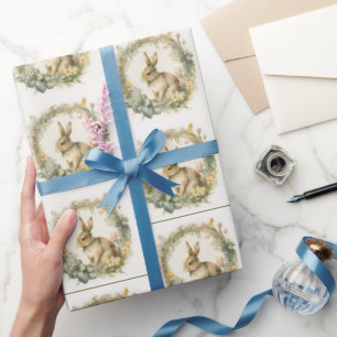 Papier Cadeau Bunny de printemps dans la couronne