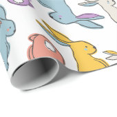 Papier Cadeau Bunny Easter Pastel Hand-drawn Wrapping Paper (Coin rond)