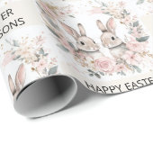 Papier Cadeau Bunny Pastel de Pâques personnalisé (Coin rond)