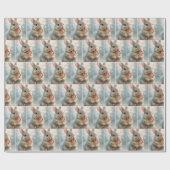 Papier Cadeau Bunny Rabbit Nibbling On a Candy Cane (Plat)
