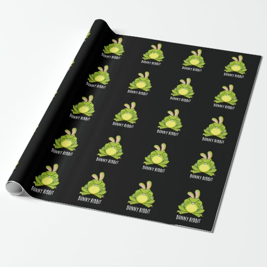 Papier Cadeau Bunny Ribbit Funky Rabbit Frog Pun Dark BG (Déroulé)