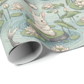 Papier Cadeau Bunny Tranquil Japanese-inspired pond (Coin rond)