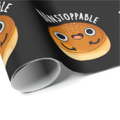 Papier Cadeau Bunstoppable Funny Bun Pun Dark BG (Coin rond)