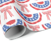 Papier Cadeau Bunting et rubans de drapeau américain d'été (Coin rond)