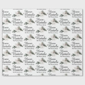 Papier Cadeau Buon Natale Italien Joyeux Noël Floral (Plat)