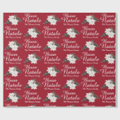 Papier Cadeau Buon Natale Italien Joyeux Noël Rouge (Plat)