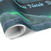 Papier Cadeau Buon Natale - Ours polaire à bord de glace (Coin rond)