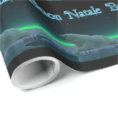 Papier Cadeau Buon Natale - Ours polaire à bord de glace (Coin rond)