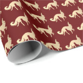 Papier Cadeau Burgandy au papier de Borzoi (Coin rond)