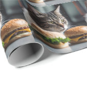 Papier Cadeau Burger Buddy - art chat (Coin rond)