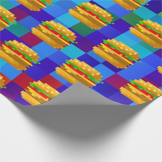 Papier Cadeau Burger d'art en pixel 8 bits - wrappi de restaurat (Coin)