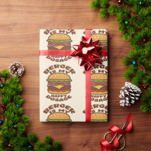 Papier Cadeau Burger est mon heureux dosage vintage