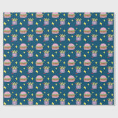 Papier Cadeau Burger Whimsical et Fries Motif de restauration ra (Plat)